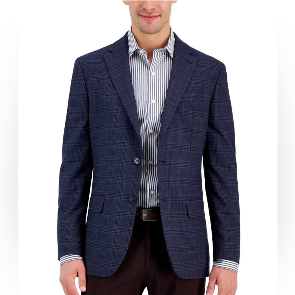 Tommy Hilfiger Mens Wool Modern Fit Stretch Sport Coat Blazer Jacket Navy 36 Reg